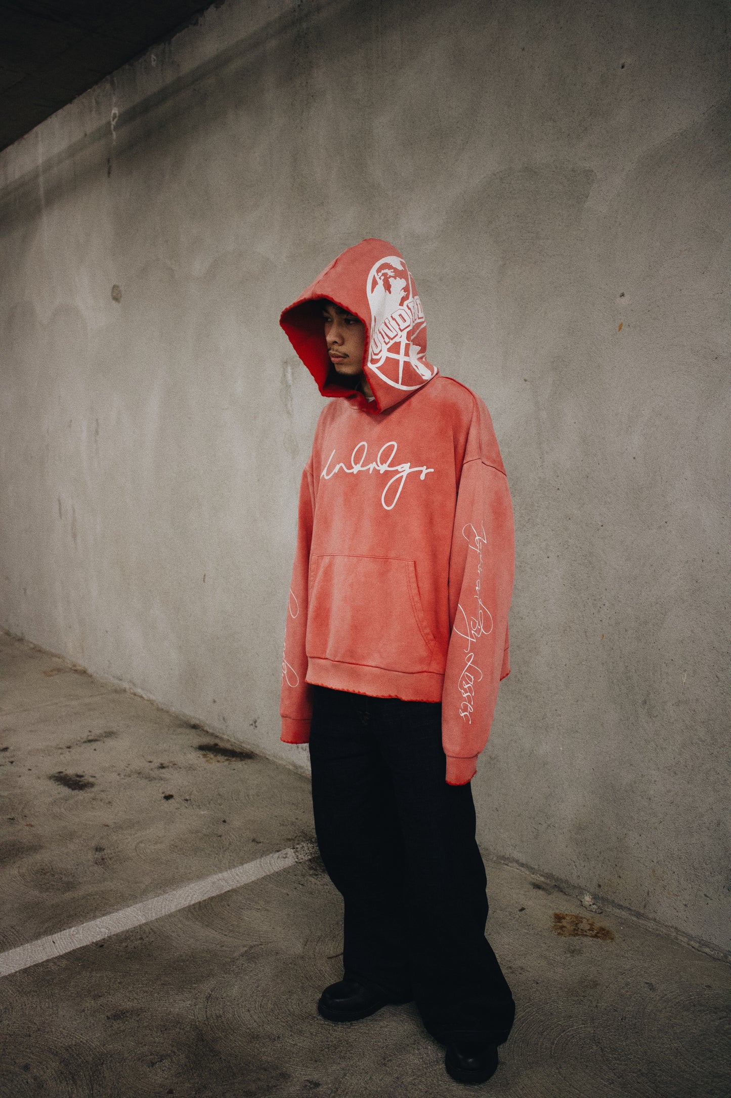 RED LOGO SCRIPT HOODIE