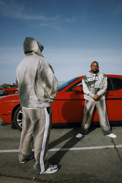 GREY PAIN ZIP-UP HOODIE