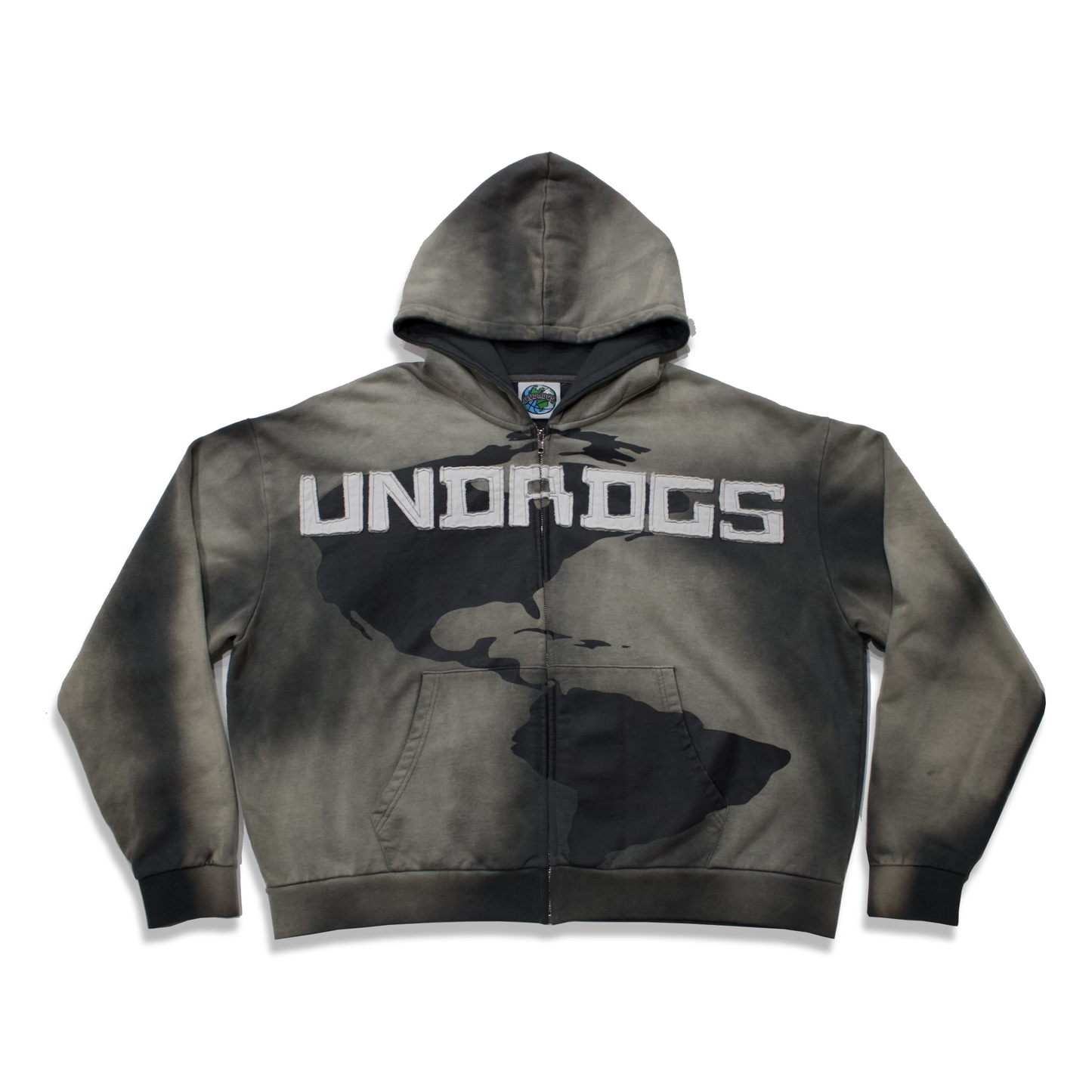 GREY PAIN ZIP-UP HOODIE